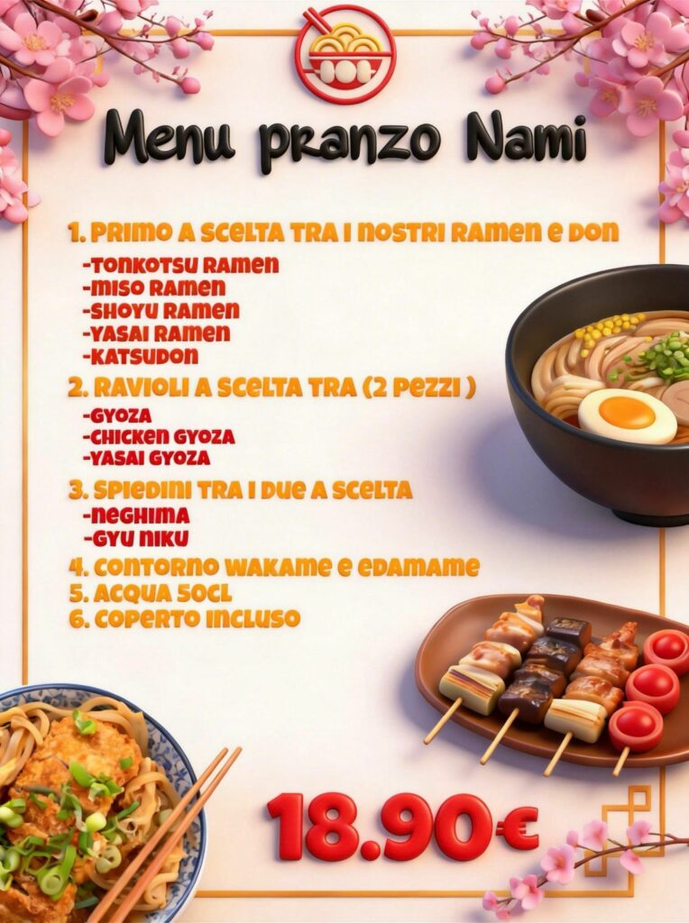 menu pranzo nami genova